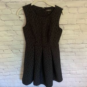 𝅺liz Claiborne | Black Leopard Print Lined Dress